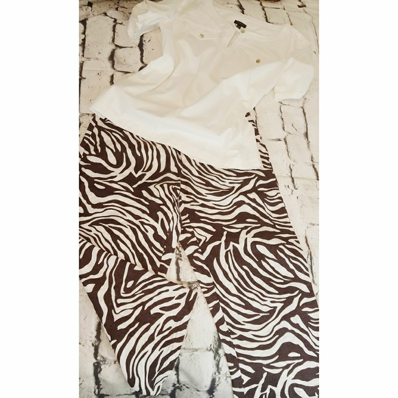 Chico's 100% Linen Zebra Print Capris / Crop Pant sz Sm / 0. - Picture 2 of 4